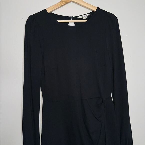 Boden Black Long Sleeve Ruched Knee Length Dress Size 6R Classic Breathable - Picture 3 of 7